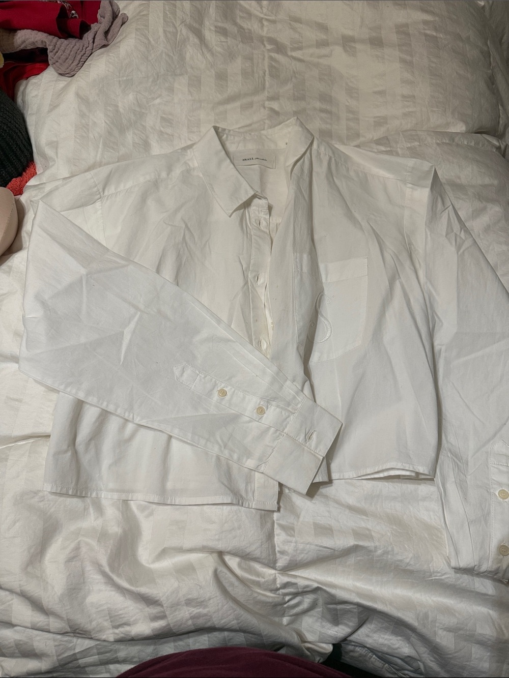 Cropped White Button-Down Shirt - Minimal Women's Collared Top